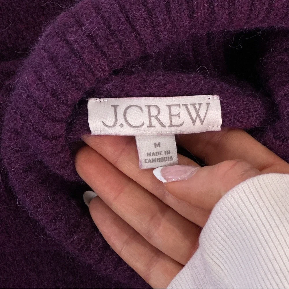 J Crew Women’s Alpaca Blend Turtleneck Sweater Purple Knit M - Picture 6 of 11